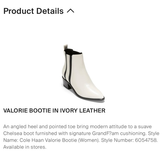 Cole Haan Valorie Bootie (45mm) Pointy Toe Chelsea Boot - Ivory Princess Leather - Picture 6 of 16